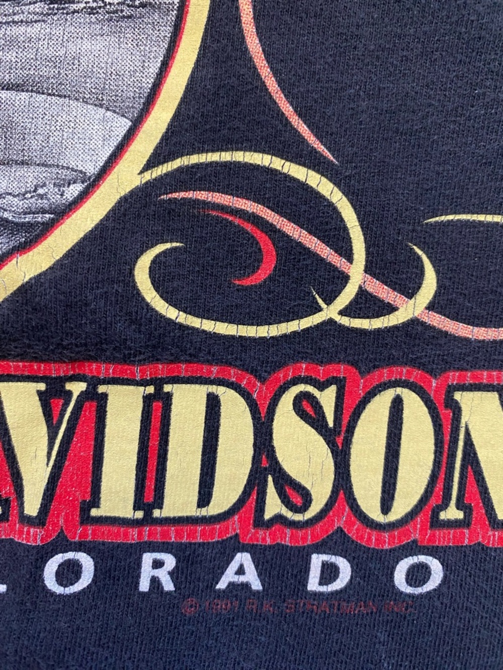 Vintage Harley Davidson RK Stratman Shirt L 90s Blue Flames Skull Colorado USA - Picture 7 of 10